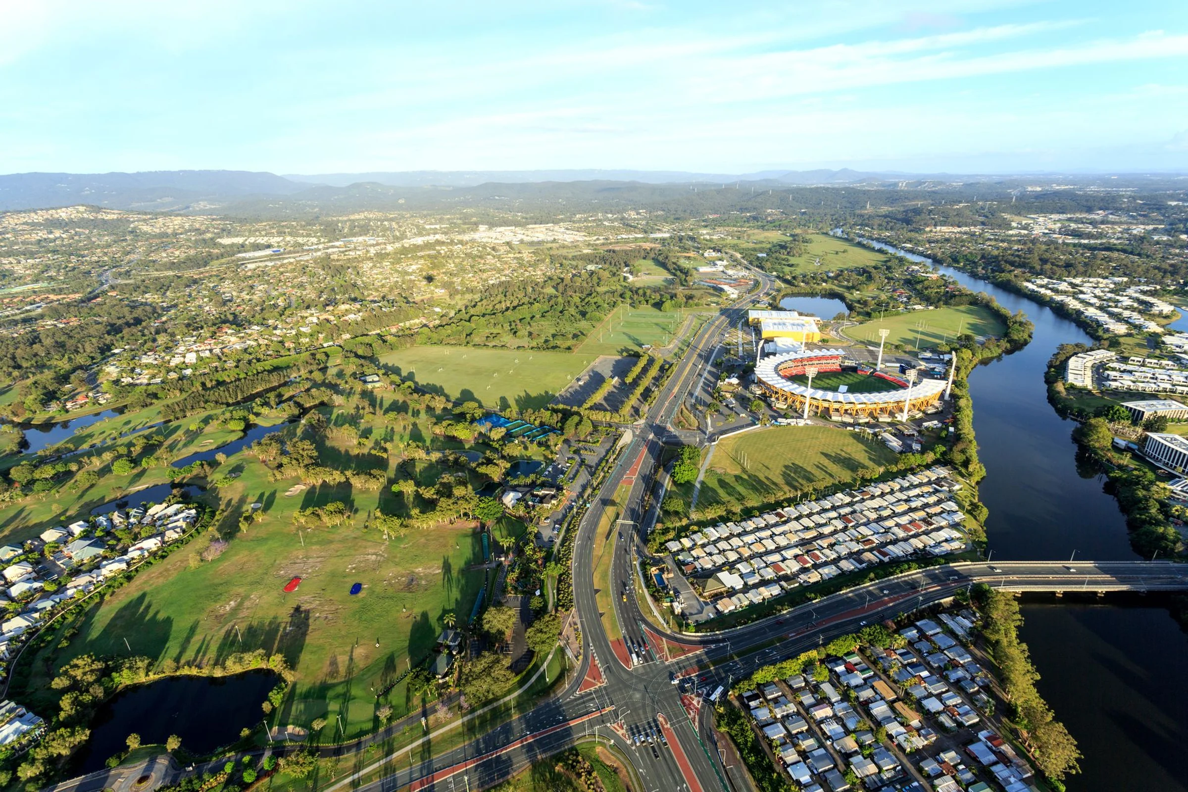 River, sporting precinct and neighbourhoods in Carrara