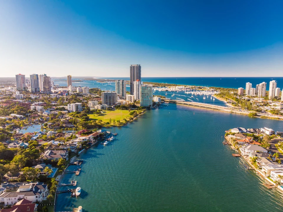 Southport waterfront and city skyline